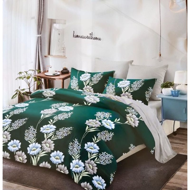 GENERICO - CUBRECAMA QUILT DE VERANO CON DISEÑO VERDE FLORES 2 PLAZA MX