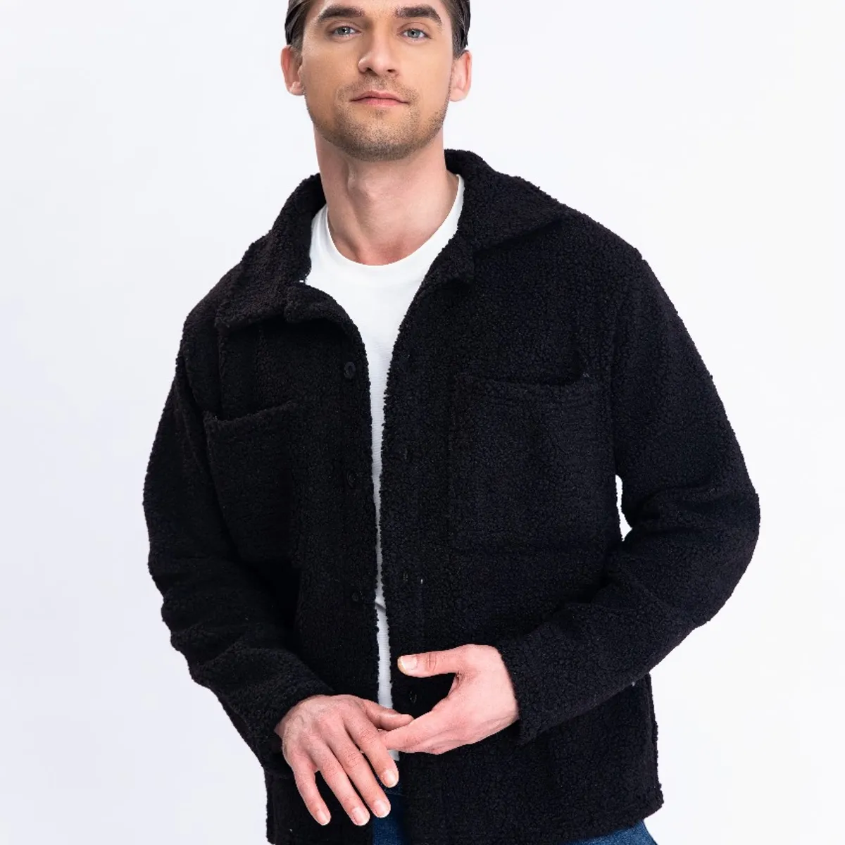 GENERICO - Chaqueta Poleron Invierno Hombre Tipo Corderito Bolsillos 7552