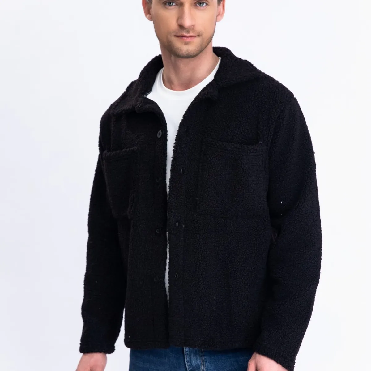 GENERICO - Chaqueta Poleron Invierno Hombre Tipo Corderito Bolsillos 7552