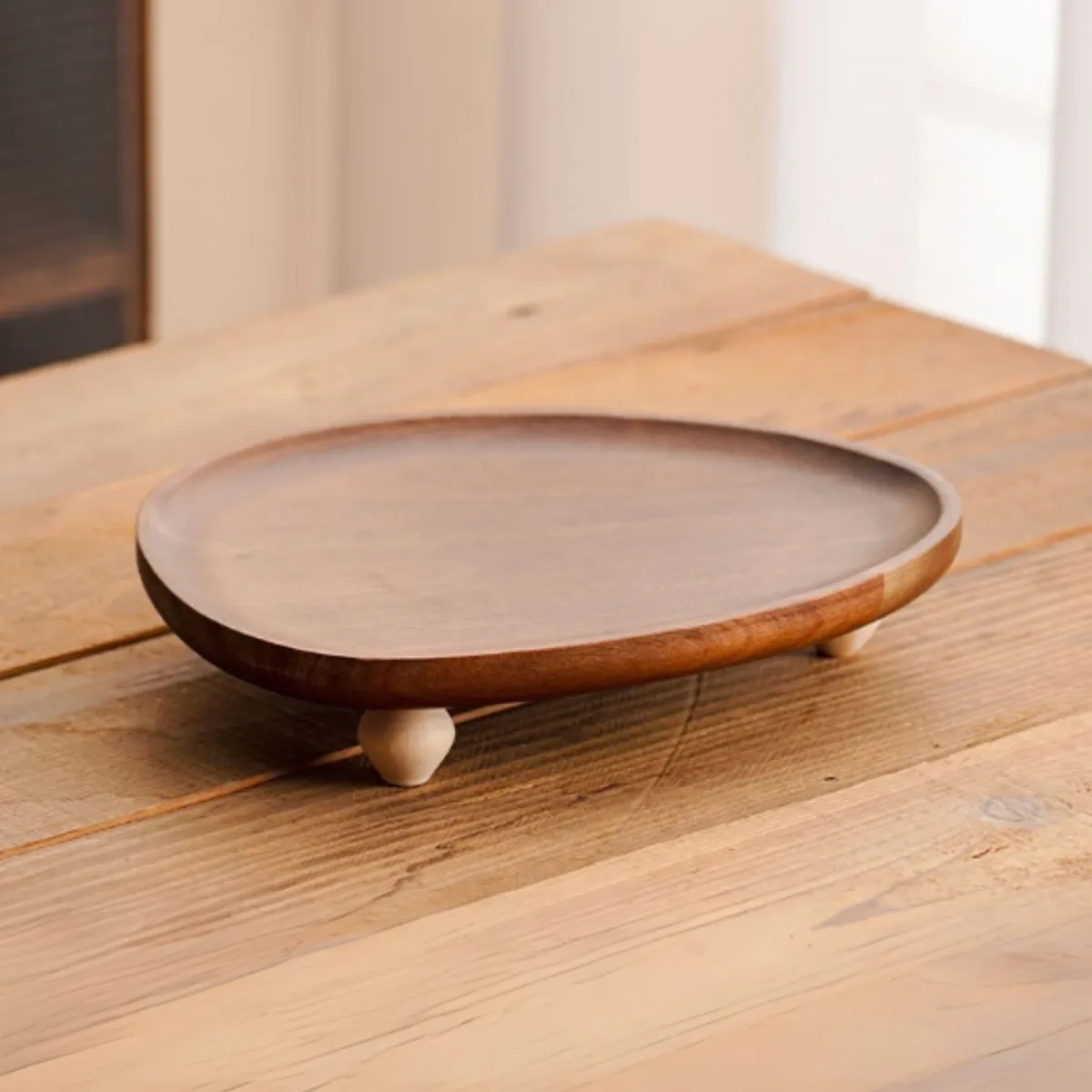 SANTU HOME & DECO - Bandeja de Madera Acacia Estilo Rústico con Patas