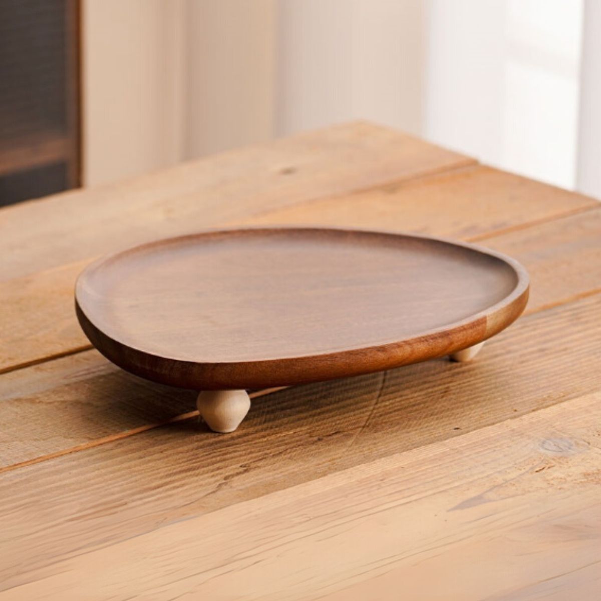 SANTU HOME & DECO - Bandeja de Madera Acacia Estilo Rústico con Patas