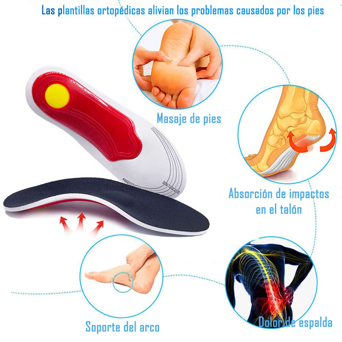 GENERICO - Plantillas Ortopedicas Ajustables Fascitis - Pie Plano Talla 35-40