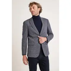 TRIAL - Chaqueta casual hombre pie de poule azul