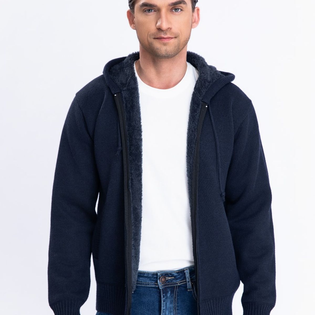 LIKE SHOP - Chaqueta Sweater Algodon Con Gorro Forro Piel Bolsillos Cierre 7167