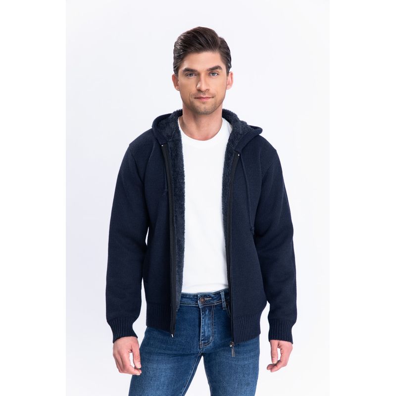 MPROPIA - Chaqueta Sweater Algodon Con Gorro Forro Piel Bolsillos Cierre 7167.