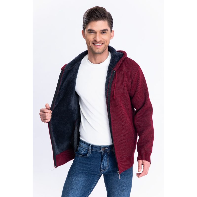 MPROPIA - Chaqueta Sweater Algodon Con Gorro Forro Piel Bolsillos Cierre 7167.