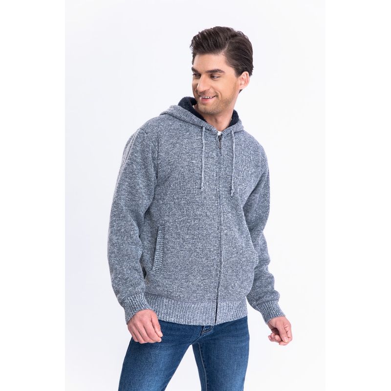MPROPIA - Chaqueta Sweater Algodon Con Gorro Forro Piel Bolsillos Cierre 7167.