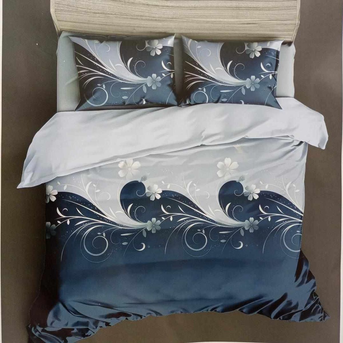 GENERICO - CUBRECAMA QUILT DE VERANO CON DISEÑO OLAS FLORES KING MX