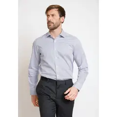 TRIAL - Camisa Hombre Formal Algodón Cuadros Regular Classic Blanco/Azul