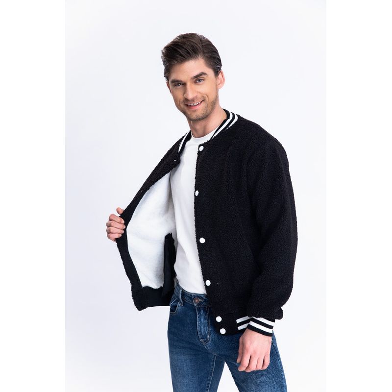 MPROPIA - Chaqueta Universitaria Hombre Tipo Corderito Gruesa Bolsillos 7551.
