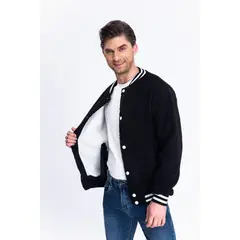 MPROPIA - Chaqueta Universitaria Hombre Tipo Corderito Gruesa Bolsillos 7551