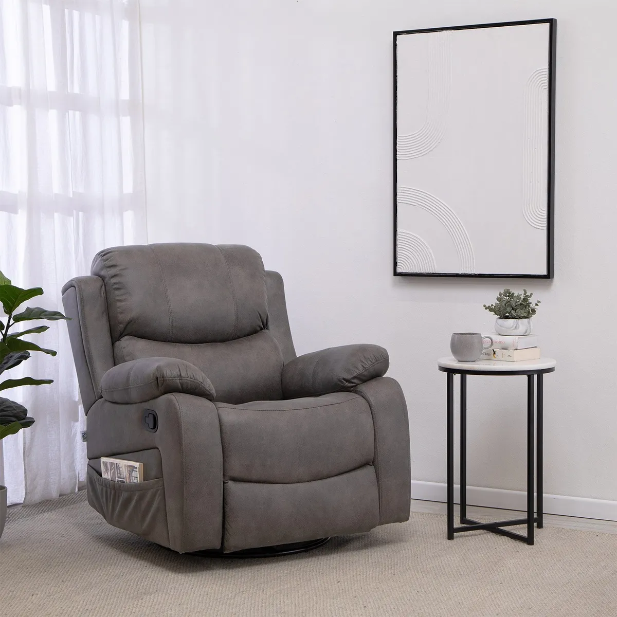 VYS SPA - BERGER RECLINABLE PRO GREY CON VIBROMASAJE  8 PUNTOS + CONTROL REMOTO + CALEFACCION + MECEDOR