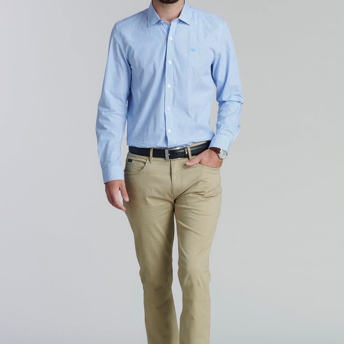 FEROUCH - Camisa Albany Smart Casual Celeste Ferouch