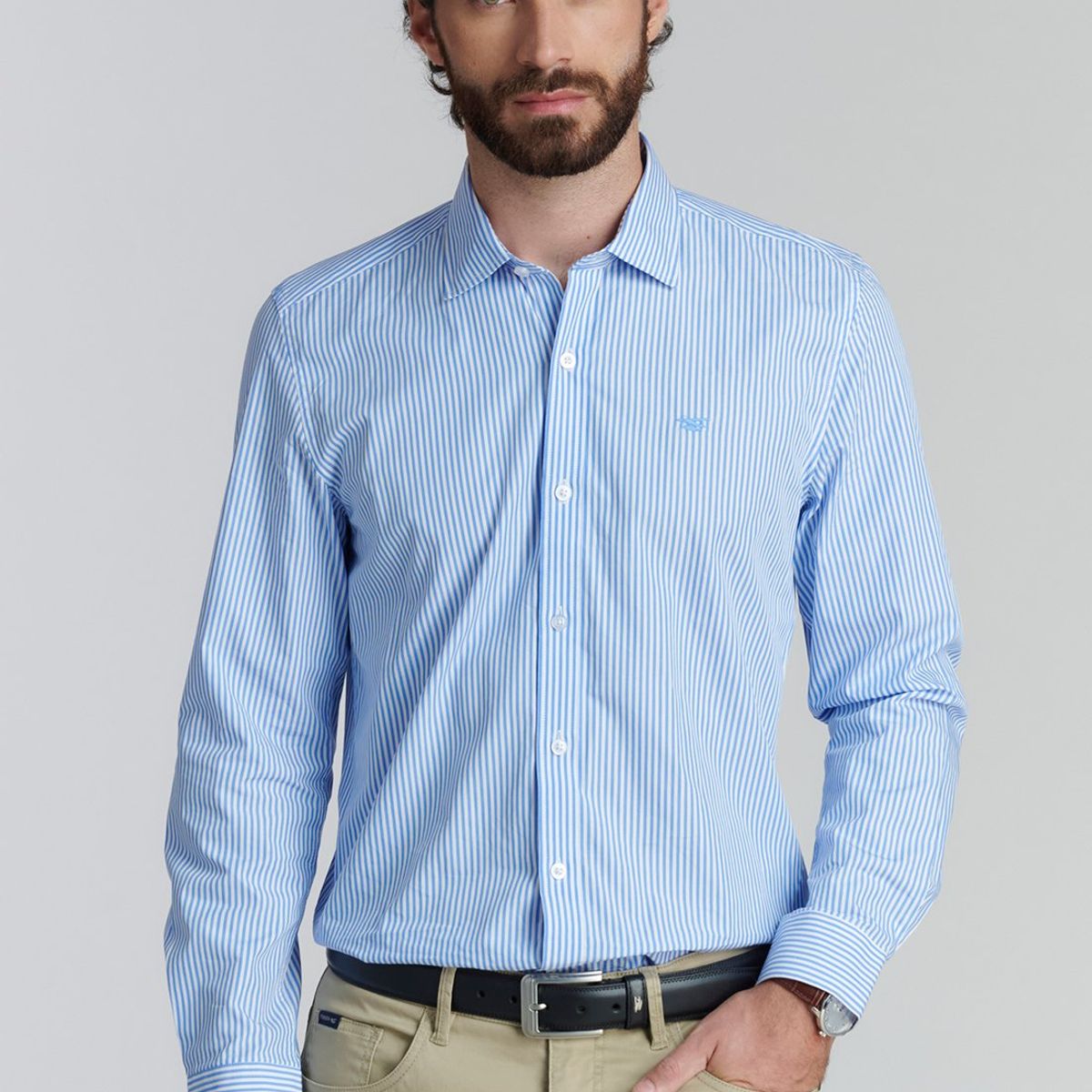 FEROUCH - Camisa Albany Smart Casual Celeste Ferouch