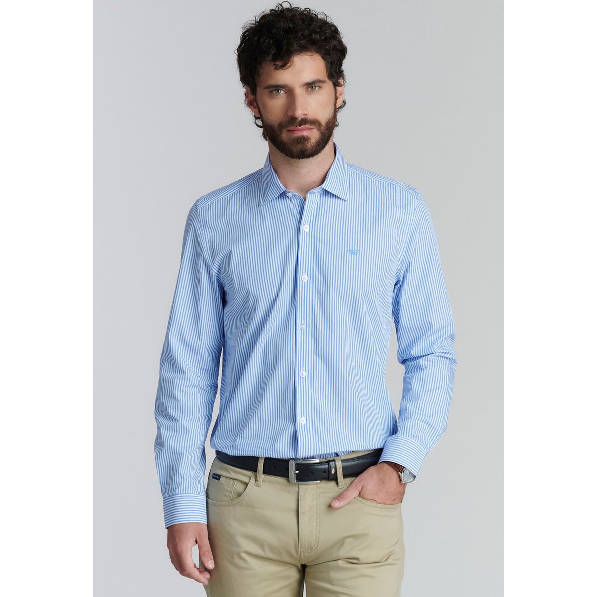 FEROUCH - Camisa Albany Smart Casual Celeste Ferouch