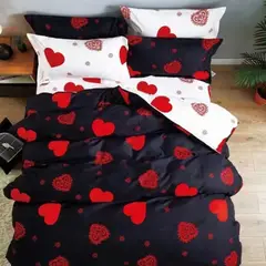 GENERICO - CUBRECAMA QUILT DE VERANO 1.5 PLAZA DISEÑO NEGRO CORAZONES MX