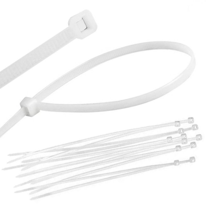 GENERICO - Amarra Cable 300 x 4.8 mm Blanca (Bolsa 100 Unidades)