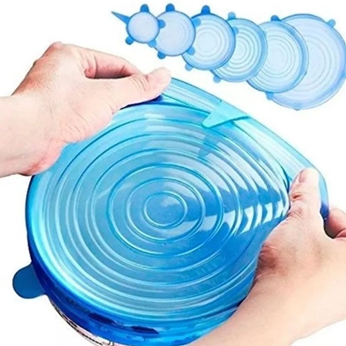 GENERICO - Set 6 Tapas Silicona Extensible Anti Escurrimientos Sellado