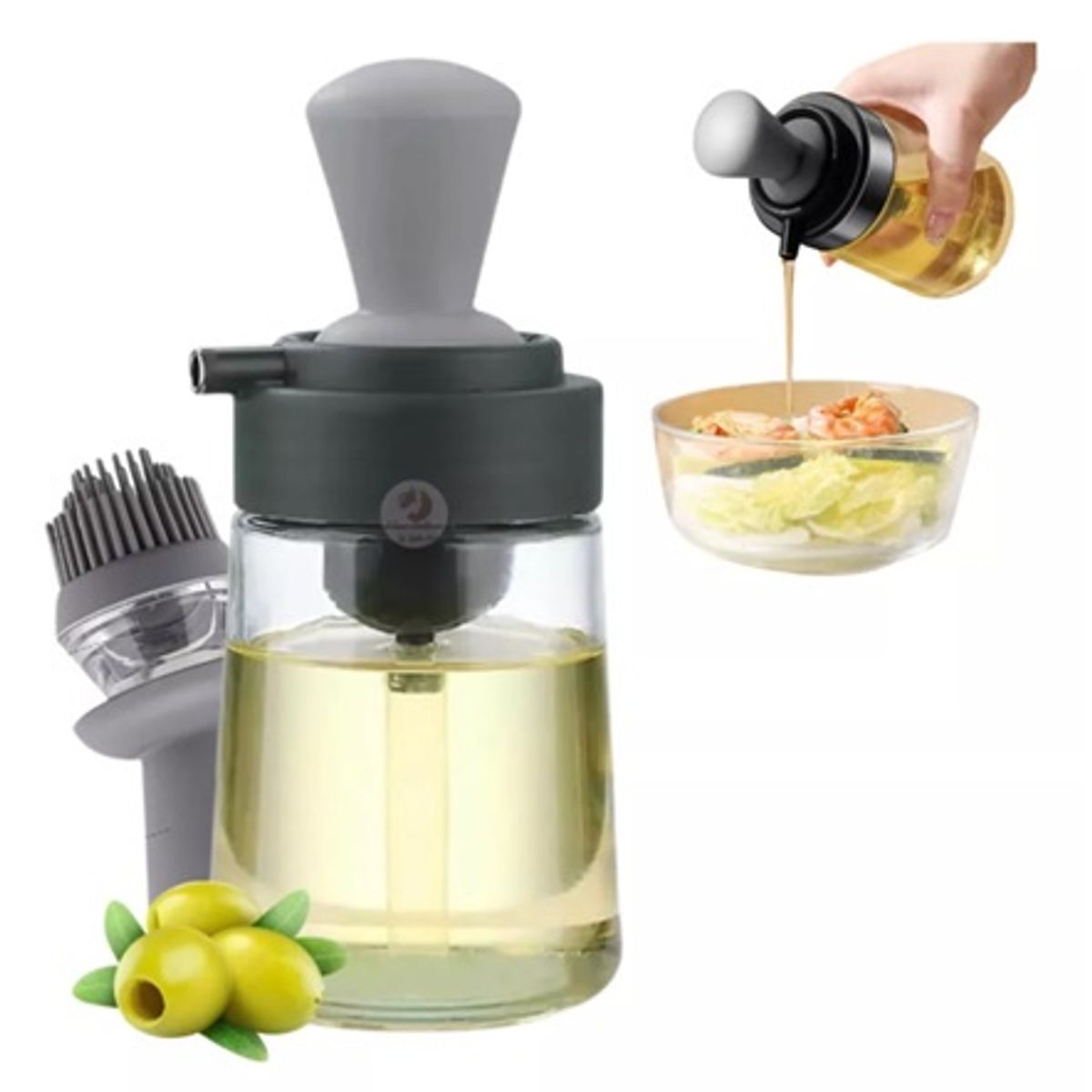 GENERICO - Dispensador Aceite Vidrio 2 En 1 Con Brocha Silicona