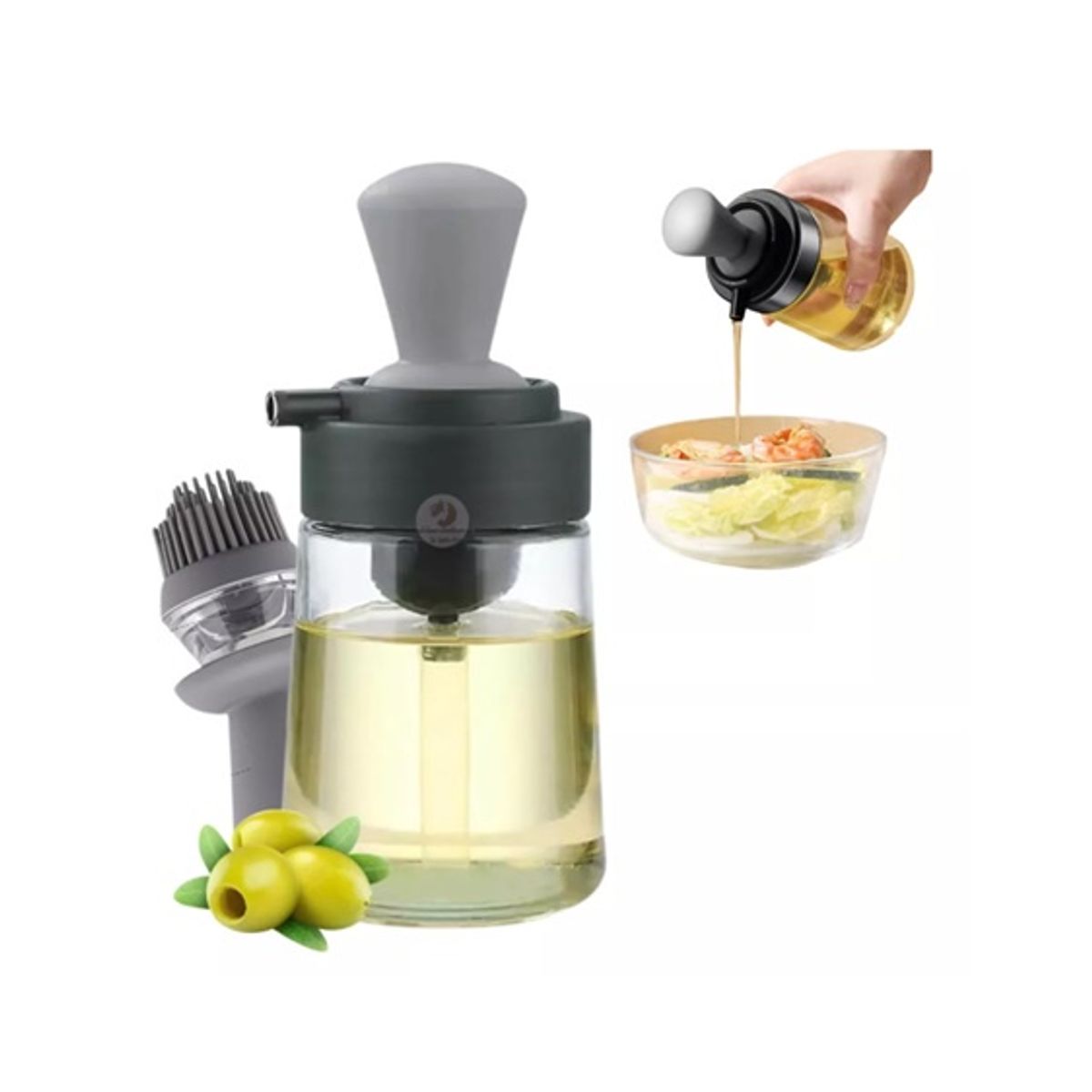 GENERICO - Dispensador Aceite Vidrio 2 En 1 Con Brocha Silicona