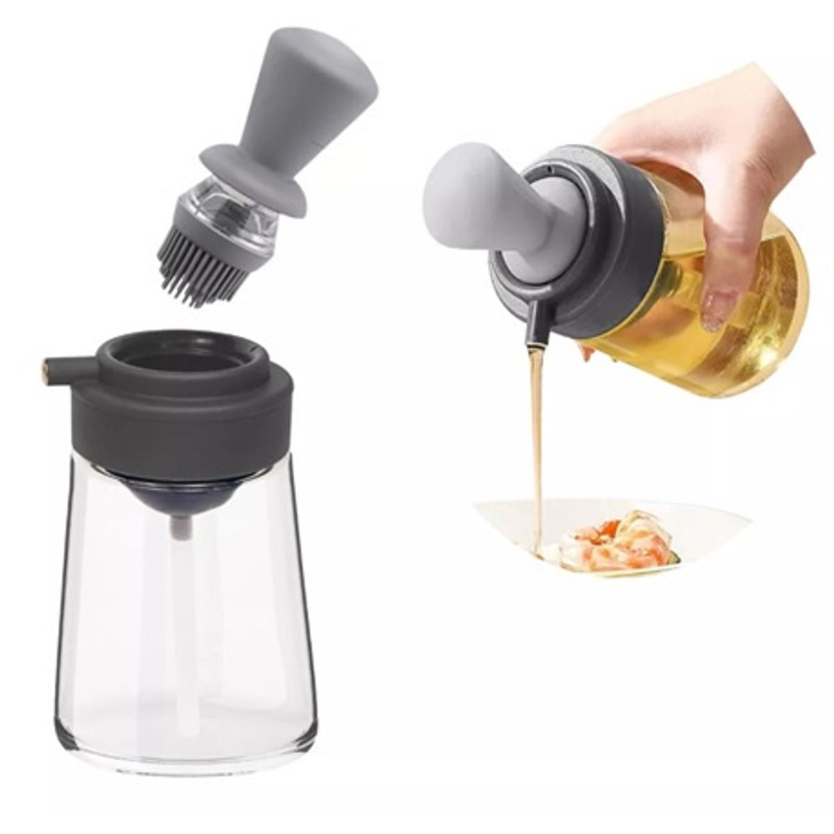 GENERICO - Dispensador Aceite Vidrio 2 En 1 Con Brocha Silicona