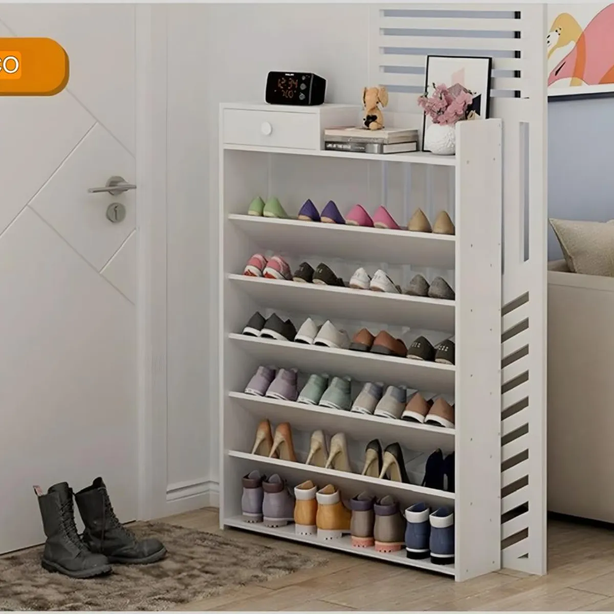 ACTUAL - Zapatero Con Cajon Superior 6 Niveles Multifuncional 120x75x17