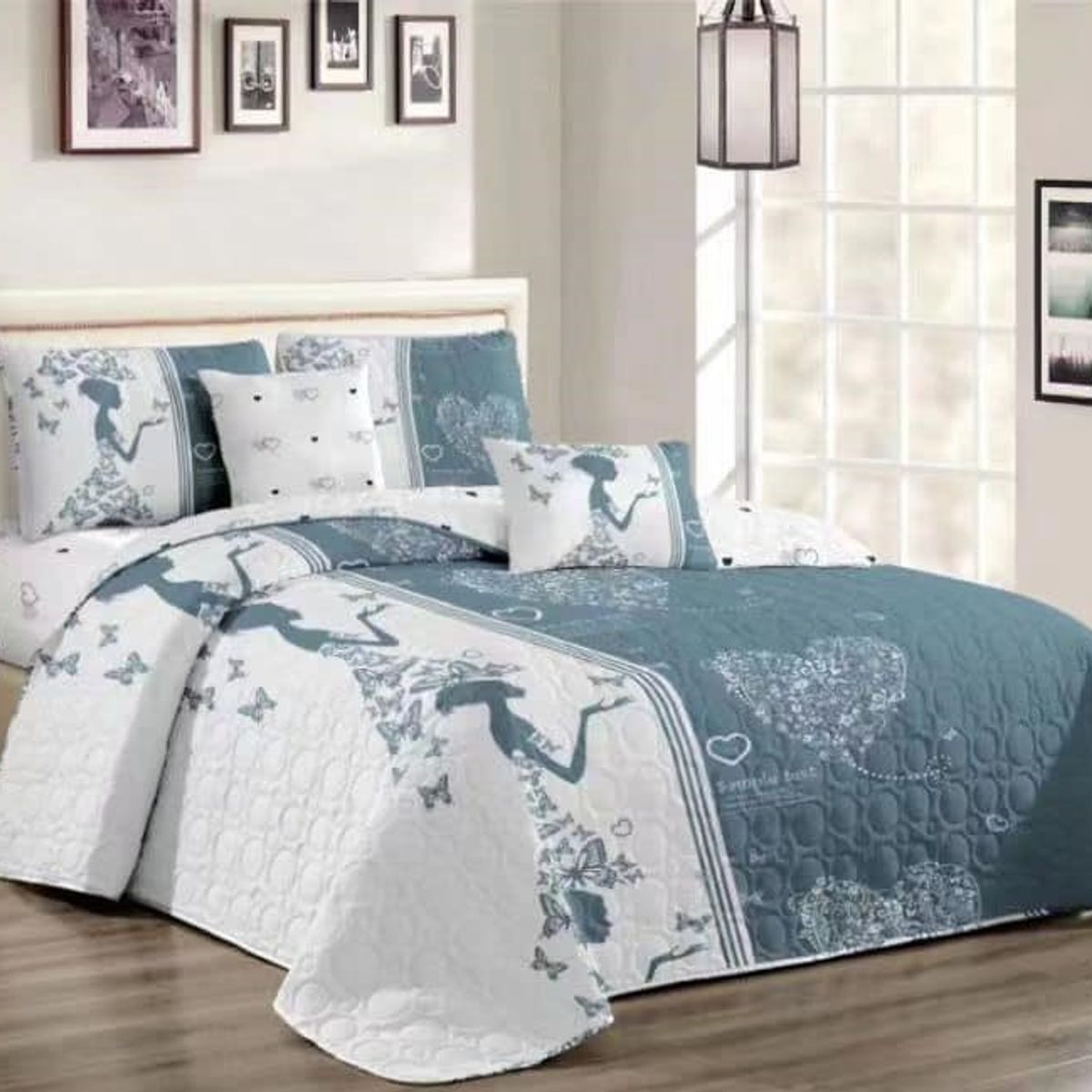 GENERICO - CUBRECAMA QUILT DE VERANO 2 PLAZAS CON DISEÑO MUJER MX