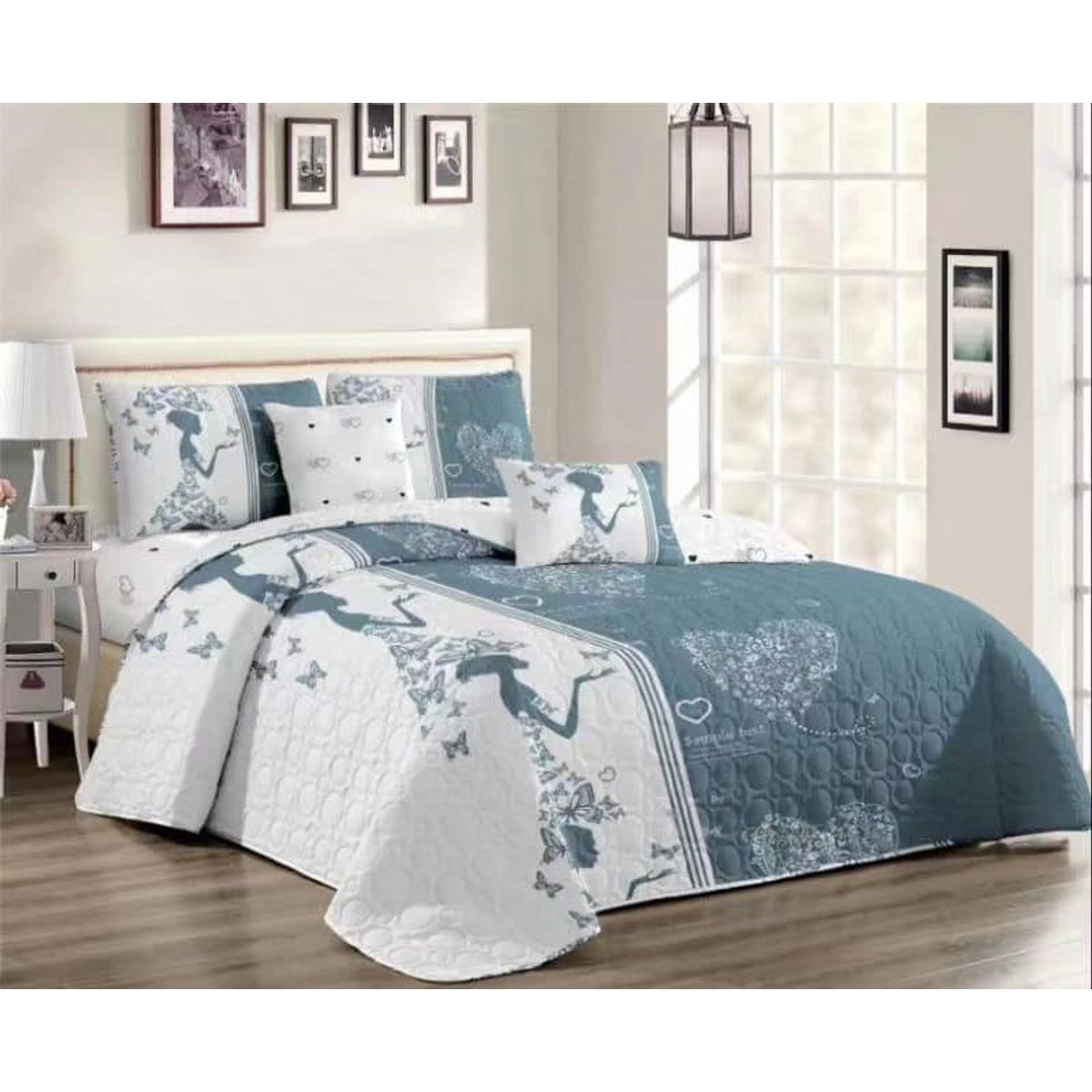 GENERICO - CUBRECAMA QUILT DE VERANO 2 PLAZAS CON DISEÑO MUJER MX