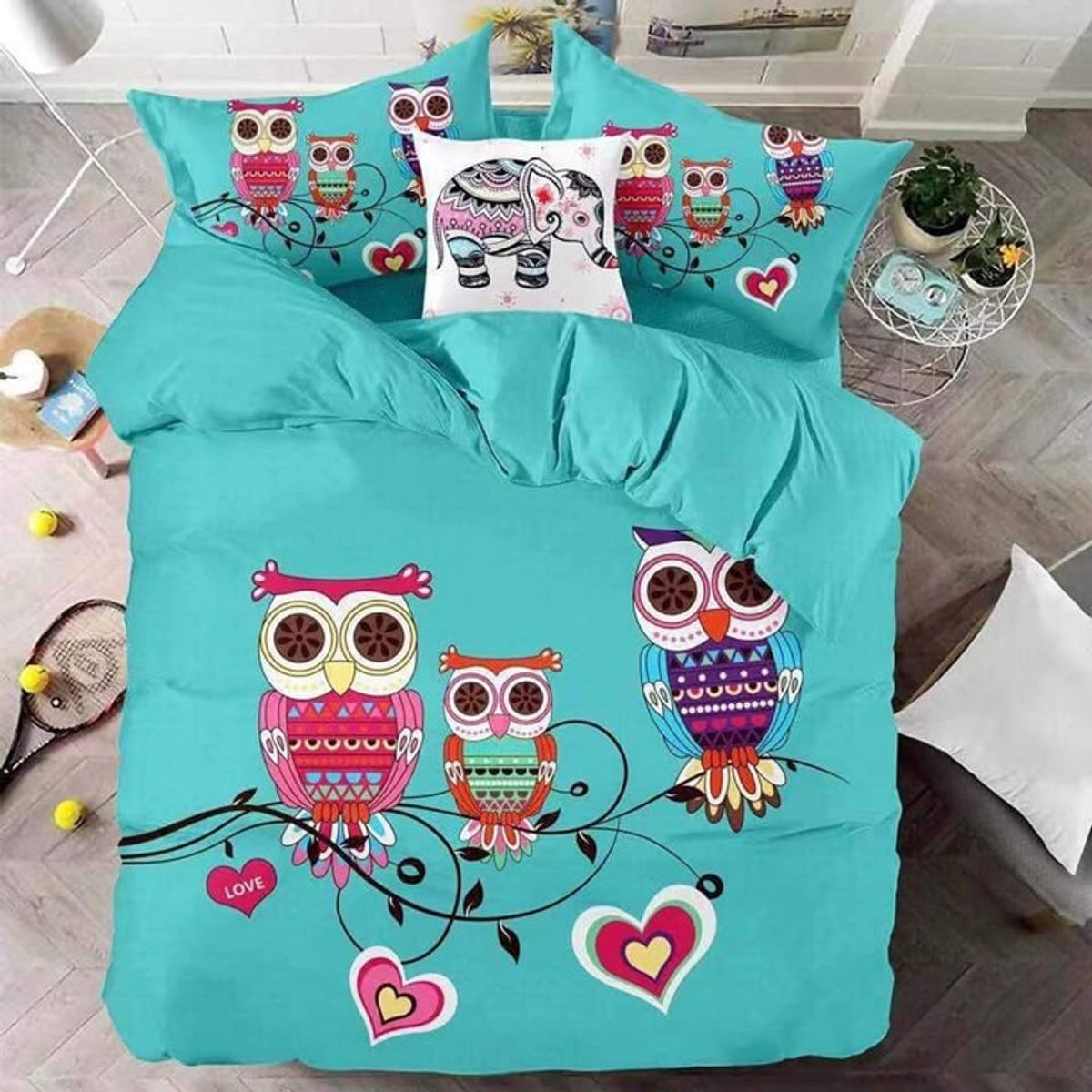 GENERICO - CUBRECAMA QUILT DE VERANO 2 PLAZAS CON DISEÑO BUHO MX