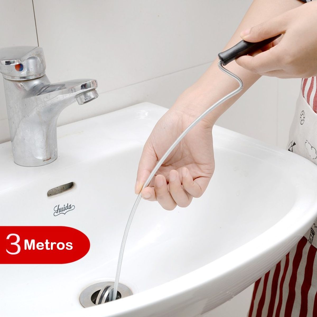 GENERICO - Sonda Destapador Cañerias 3 Metros Ducha Wc Lavamanos
