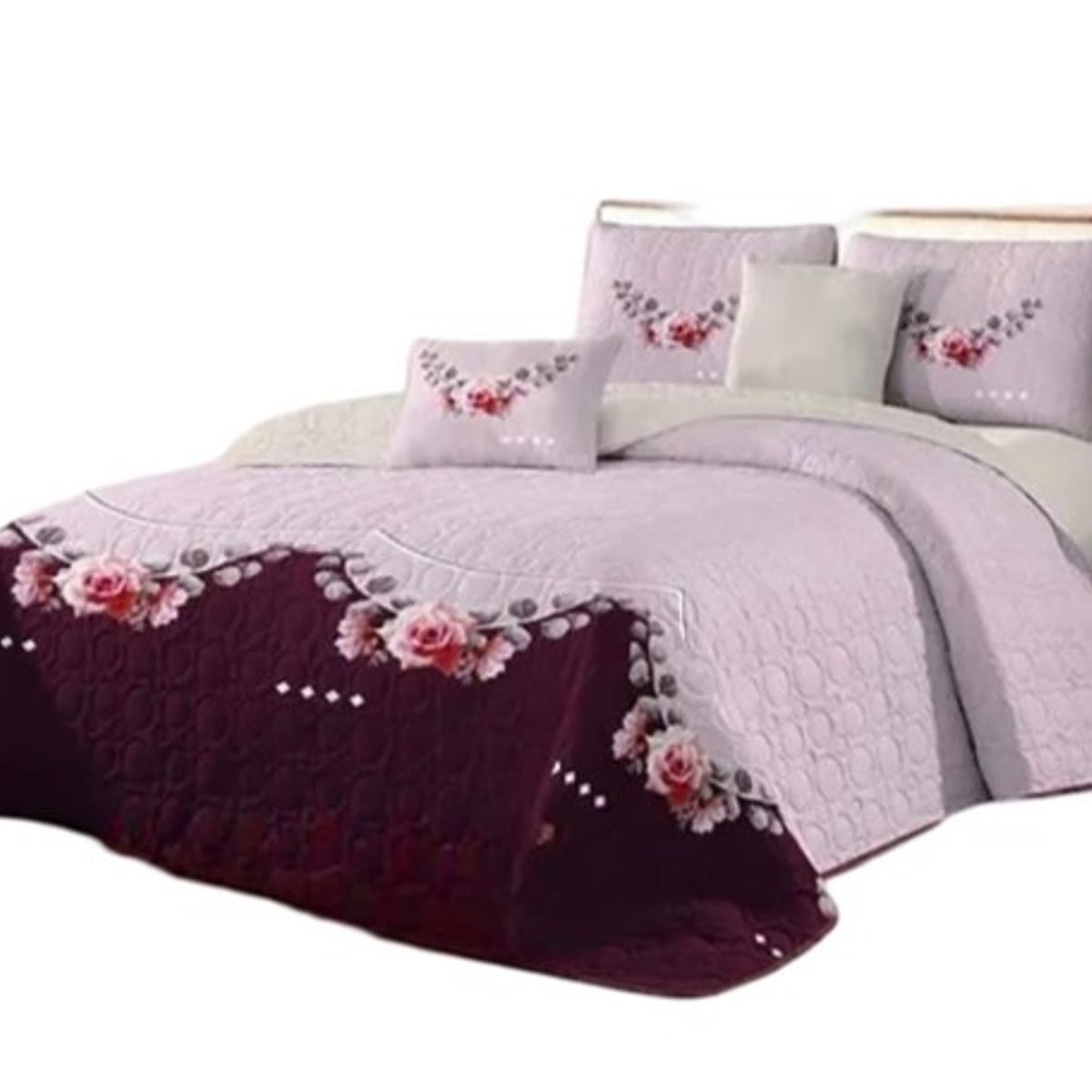 GENERICO - CUBRECAMA QUILT DE VERANO 2 PLAZAS CON DISEÑO DUOCOLOR LILA MX