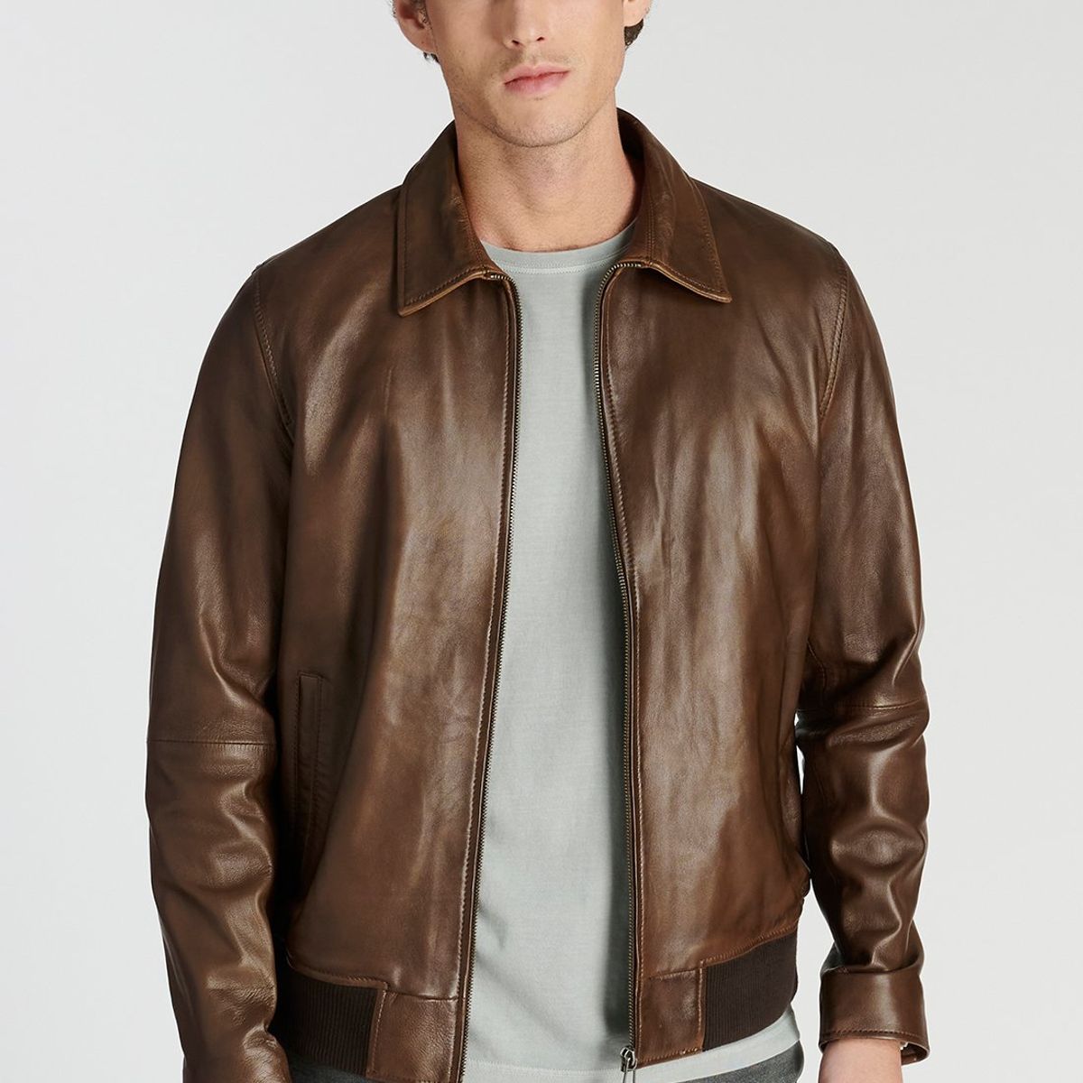 NEW MAN - Chaqueta Leather Vannes Heritage Café Newman