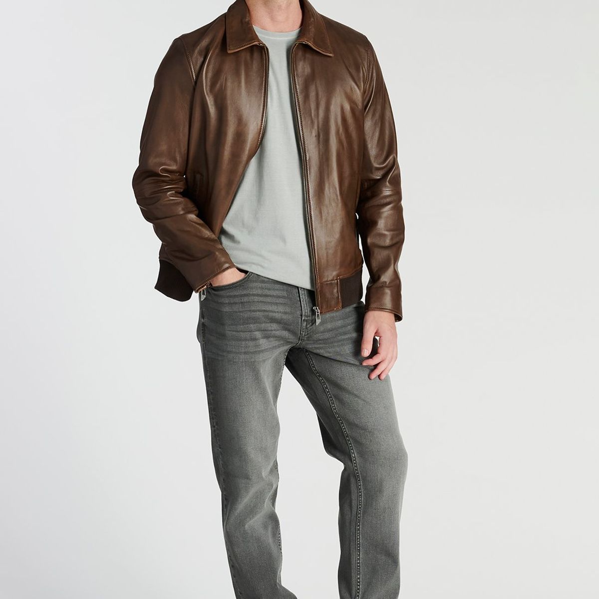 NEW MAN - Chaqueta Leather Vannes Heritage Café Newman