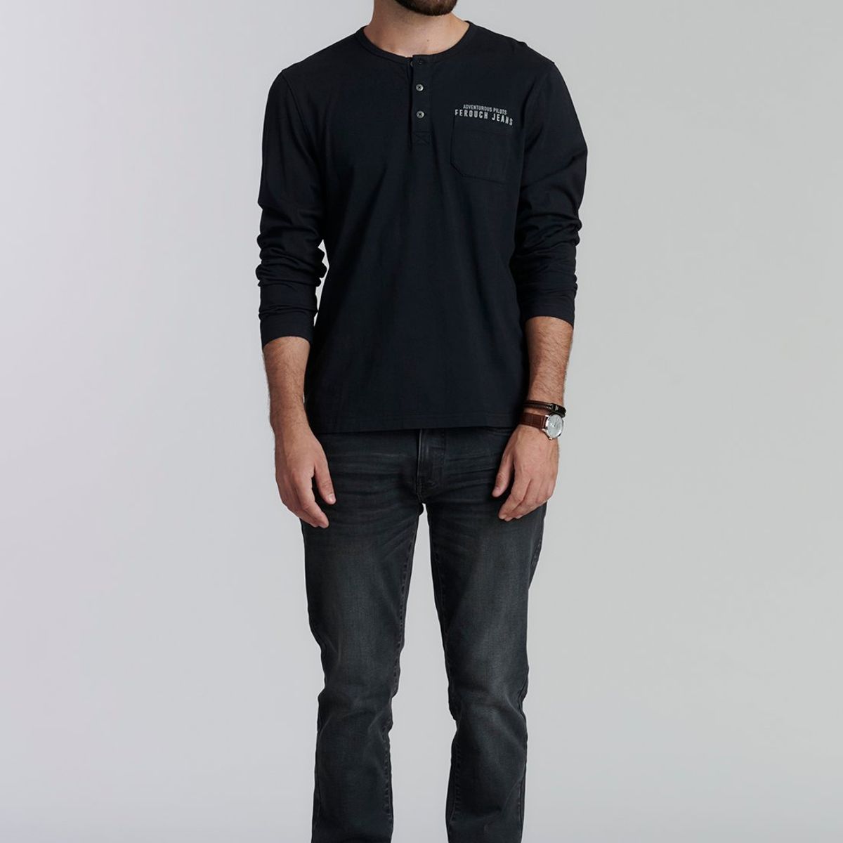 FEROUCH - Polera Florida Fjs Negro Ferouch