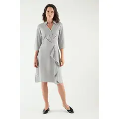 MA GRIFFE - Vestido Camisero Con Vuelo Crudo Magriffe