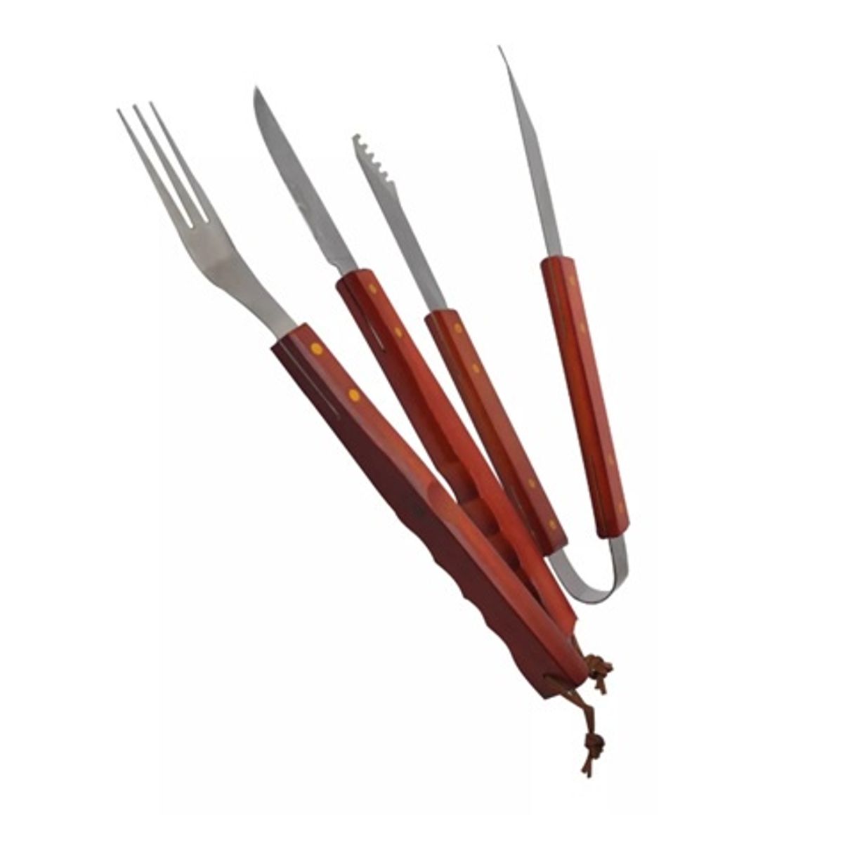 GENERICO - Set Parrillero Tres Piezas para Asado De Madera Y Fierro