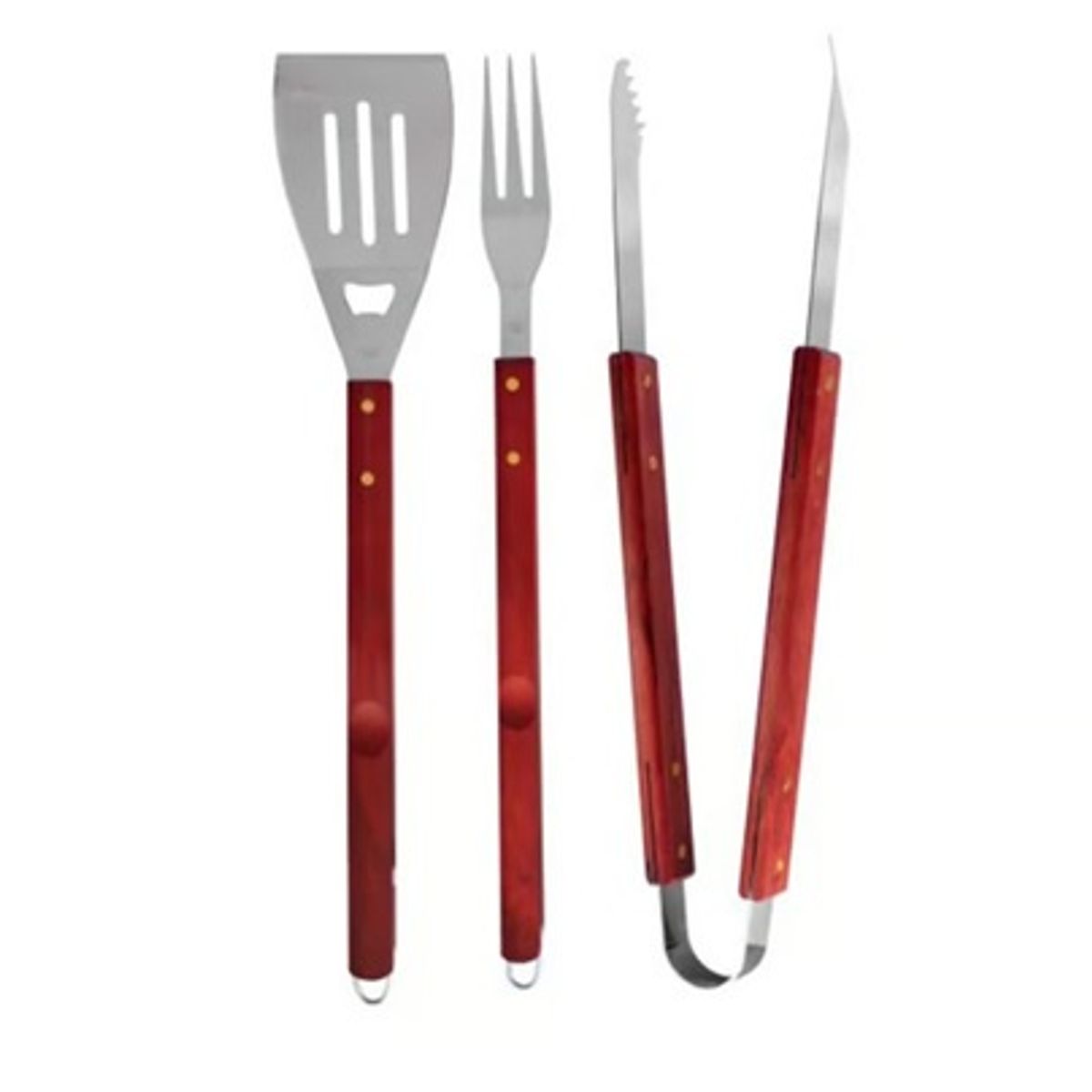 GENERICO - Set Parrillero Tres Piezas para Asado De Madera Y Fierro