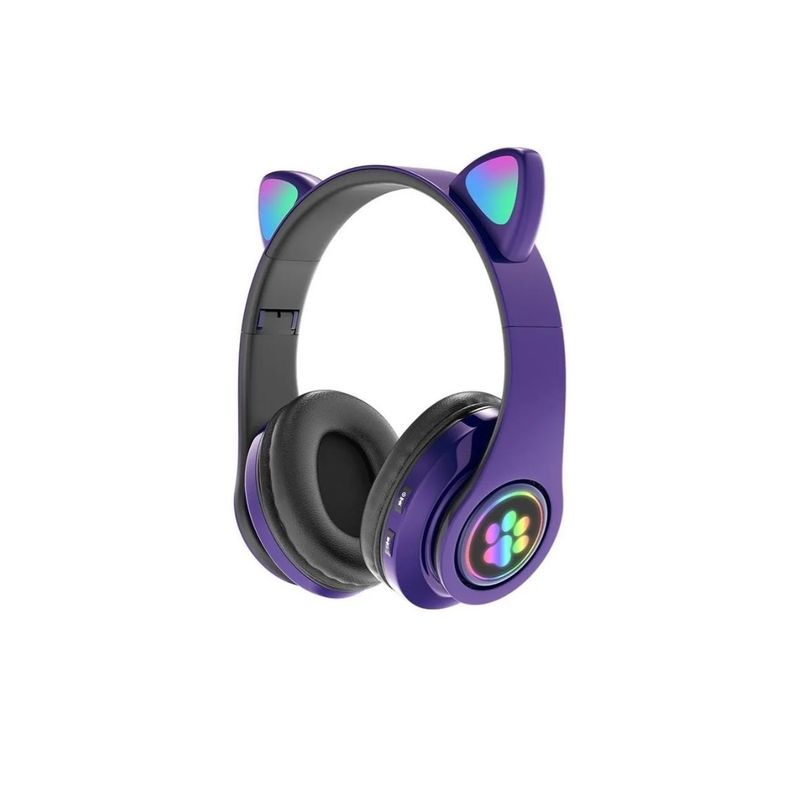 GENERICO - Audífonos Inalámbricos Bluetooth Rgb Orejas Gato Violeta