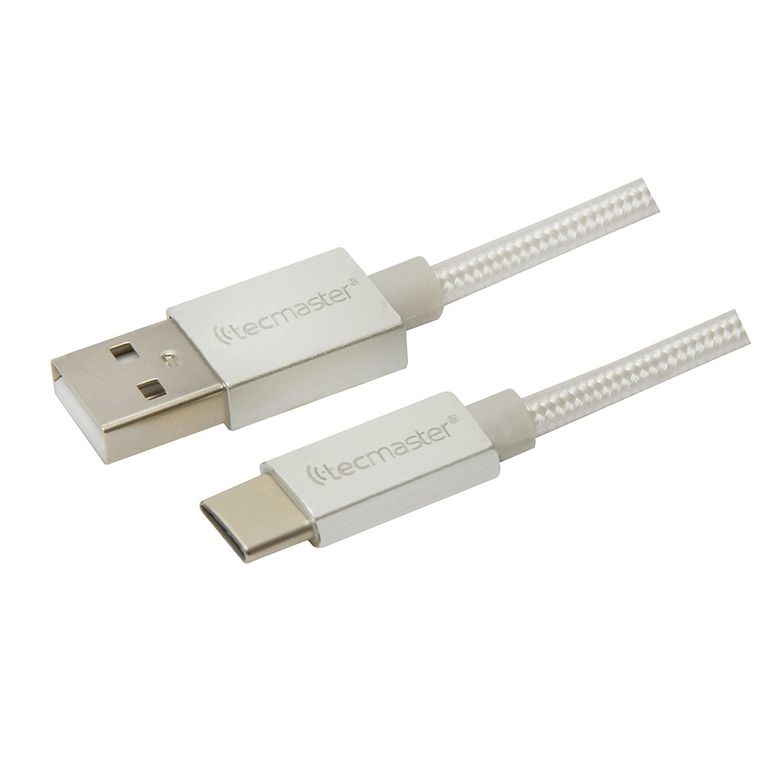 Cable Tipo Usb a Tipo C 1 Metros Textil Reforzado 3a Silver