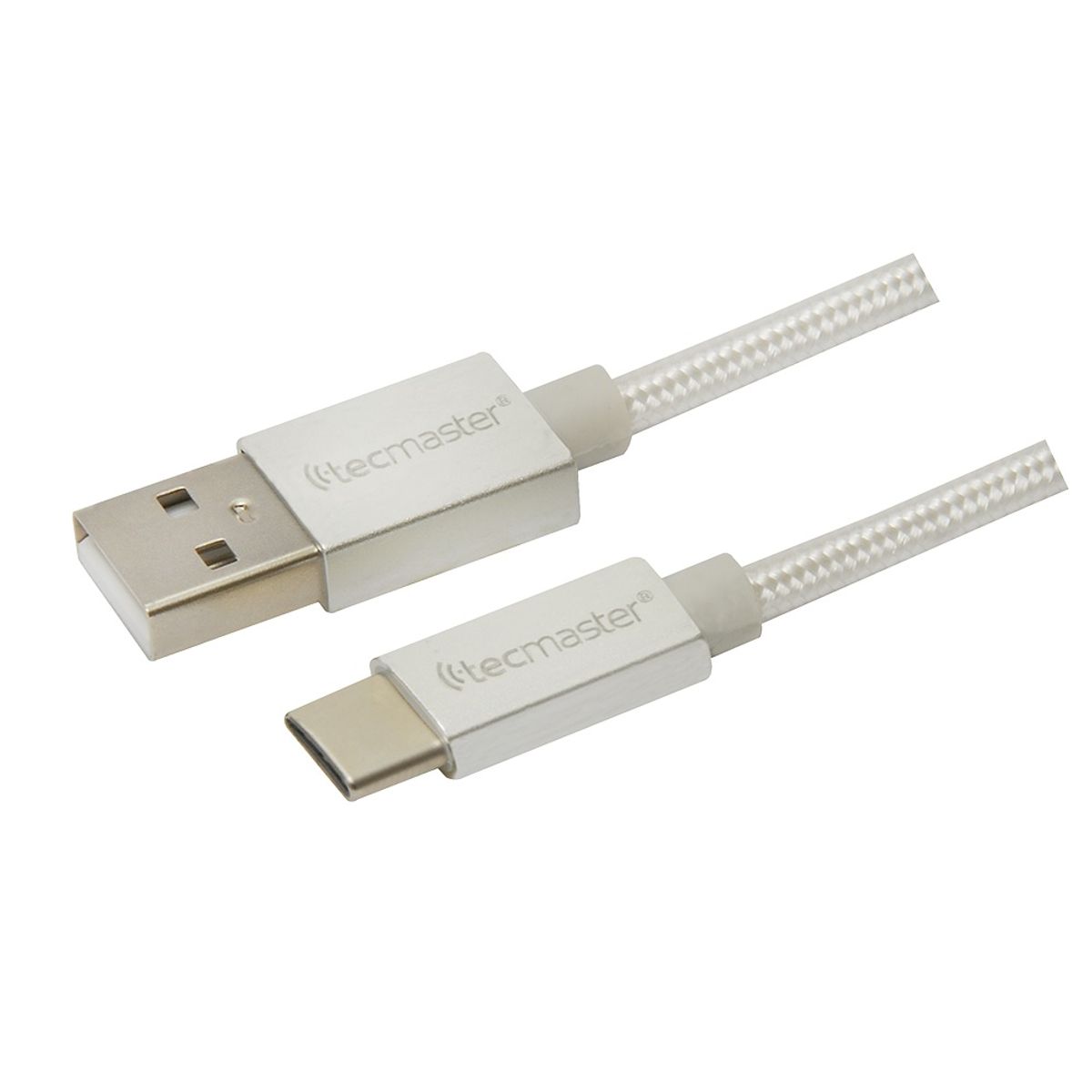 TECMASTER - Cable Tipo Usb a Tipo C 1 Metros Textil Reforzado 3a Silver