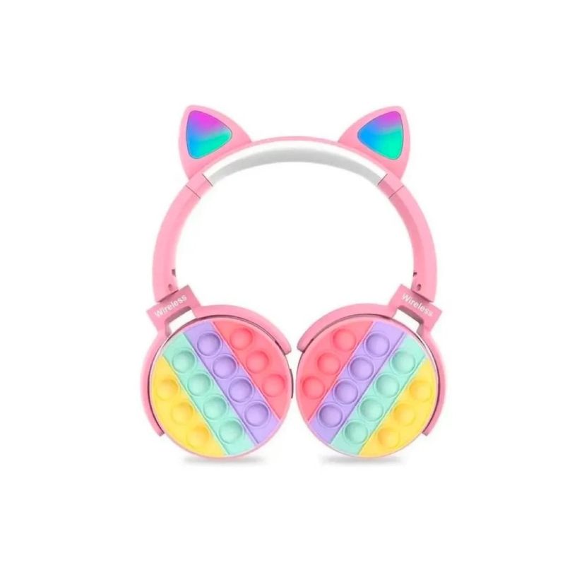 GENERICO - Audífonos Bluetooth Inalambrico Orejas Gato Pop  Niñas Rosado