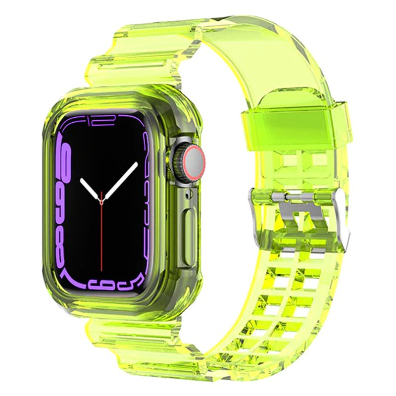 GENERICO - Correa Transparente Funda Para Apple Watch 42 / 44 / 45mm - Amarillo