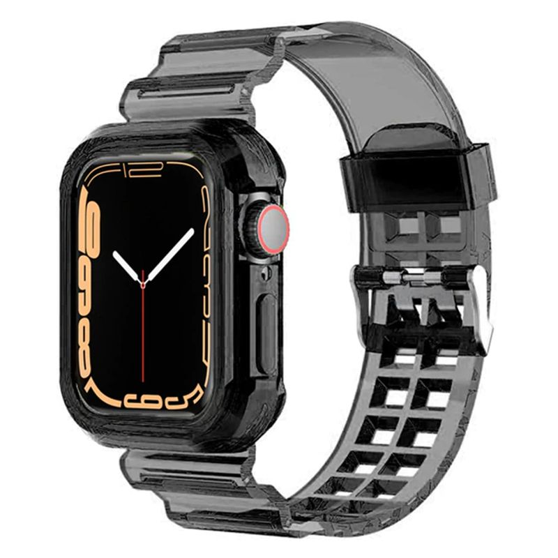 GENERICO - Correa Transparente Funda Para Apple Watch 42 / 44 / 45mm - Negro
