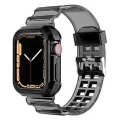 GENERICO - Correa Transparente Funda Para Apple Watch 42 / 44 / 45mm - Negro