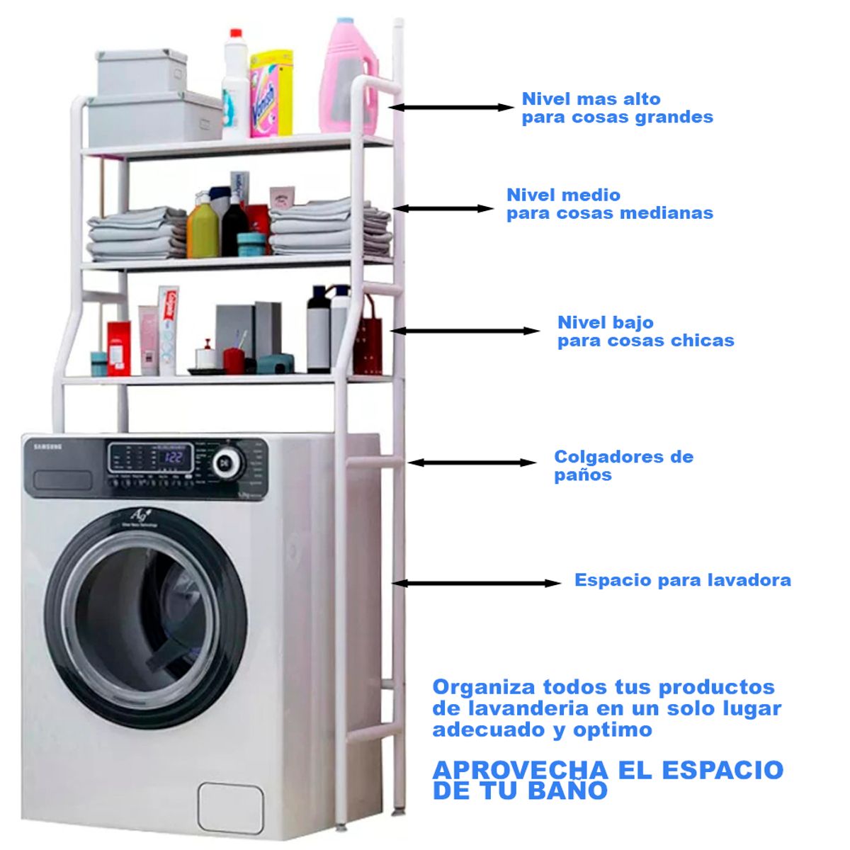 GENERICO - Mueble Lavadora Organizador Repisa Lavadora