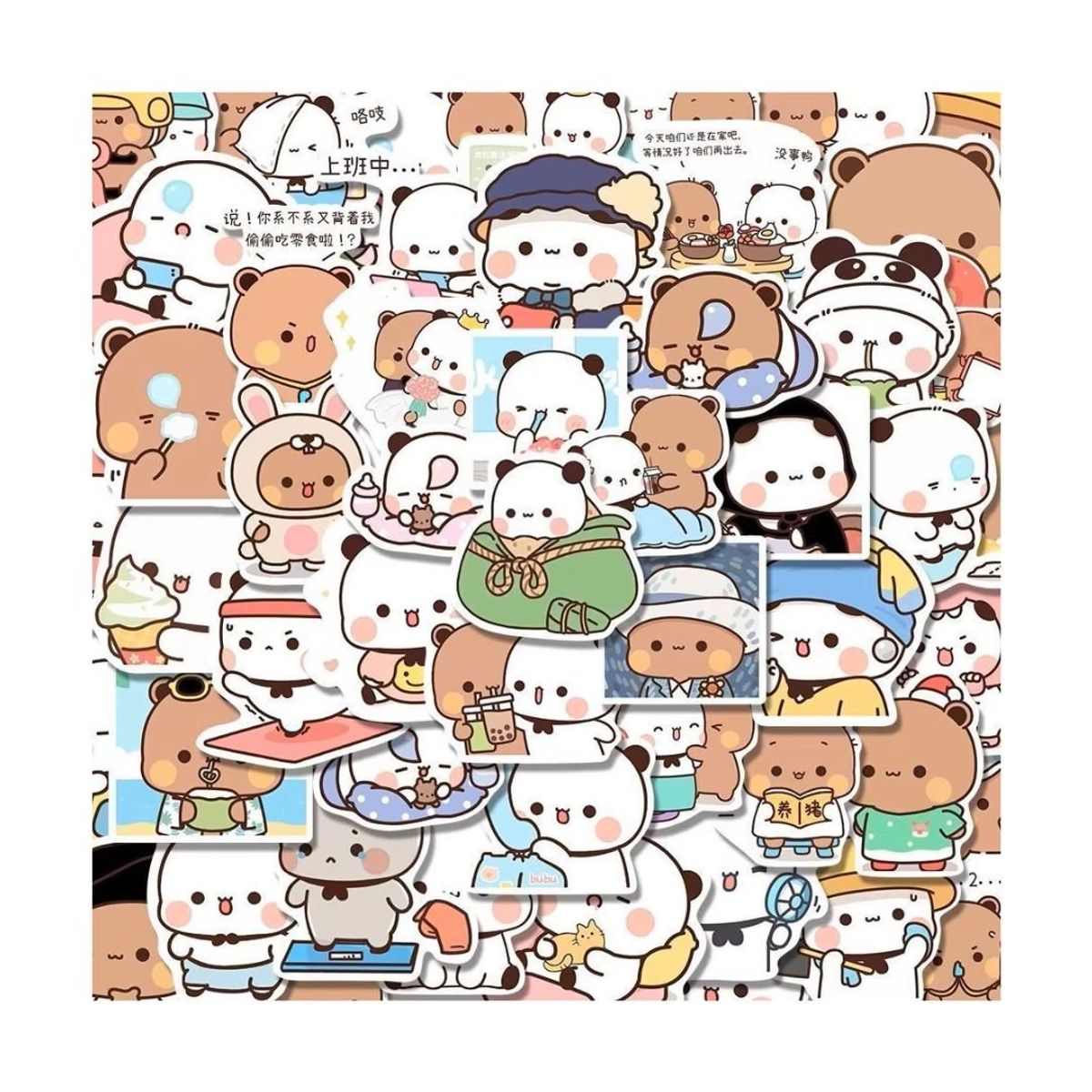 GENERICO - Set 25 stickers de Bubu y Dudu ositos de amor