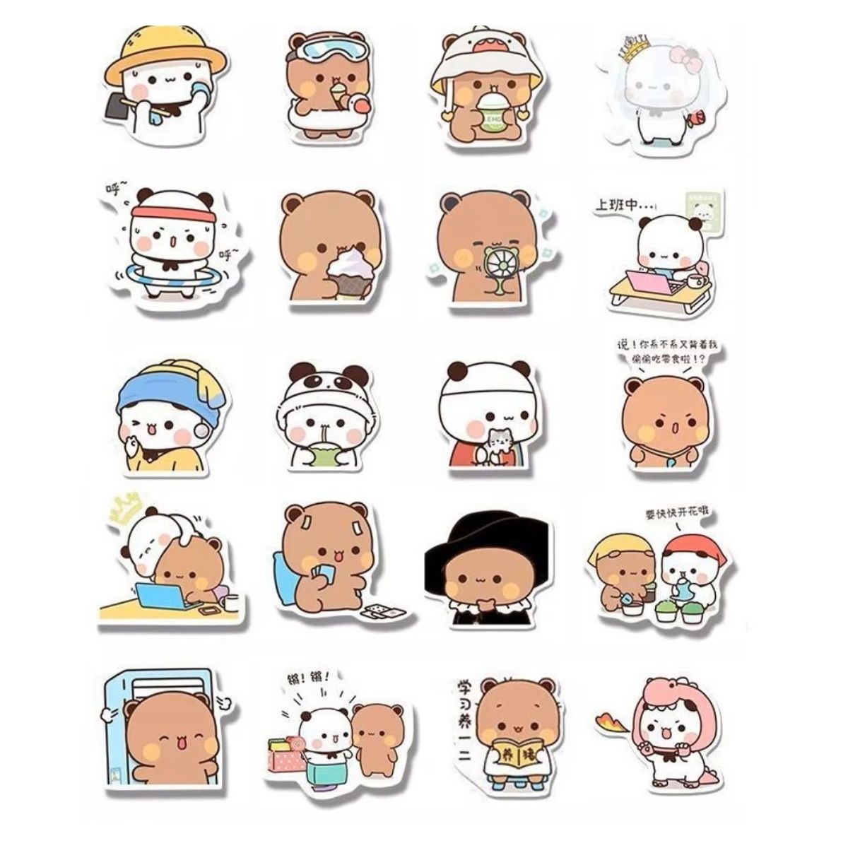 GENERICO - Set 25 stickers de Bubu y Dudu ositos de amor