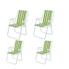 GENERICO - Pack 4 Silla Colorida Plegable Ideal Para Playa, Camping