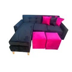 GENERICO - SILLON EN L NEGRO FELPA