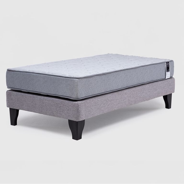 Cama Europea 1 Plazas Cannon Feel Gris